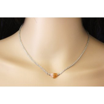Collier minimaliste triangle rose et ambre by EmmaFashionStyle