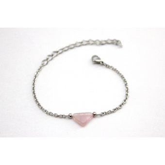 Bracelet acier et perle triangle rose pastel
