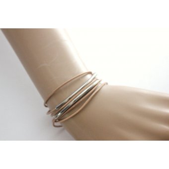 bracelet wrap en cuir naturel marron clair