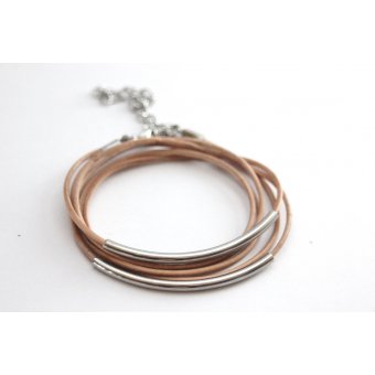 bracelet cuir naturel et acier by EmmaFashionStyle