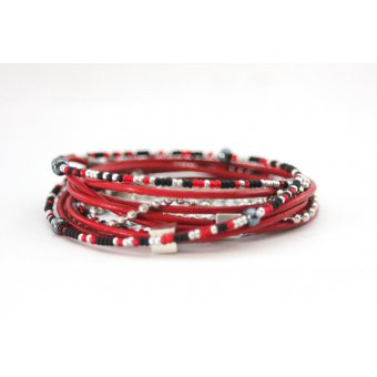 bracelet wrap cuir rouge et acier  by EmmaFashionStyle