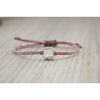 bracelet cordon rose breloque argent massif by EmmaFashionStyle
