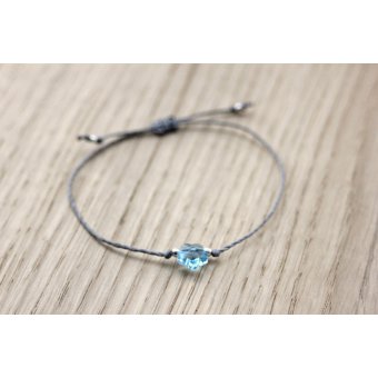 Bracelet cordon fleur en cristal swarovski bleu