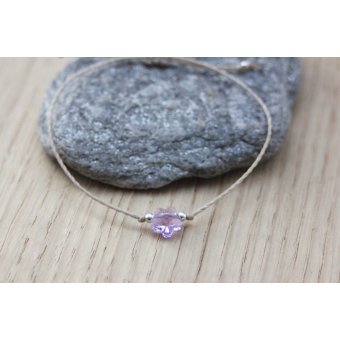 Bracelet cordon fleur en cristal swarovki violet
