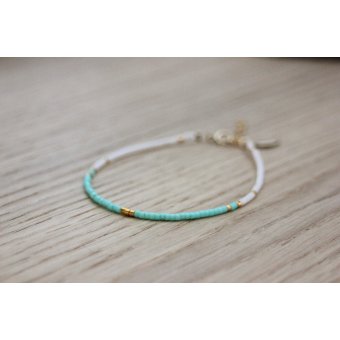 bracelet fin en or gold filled et miyuki aqua