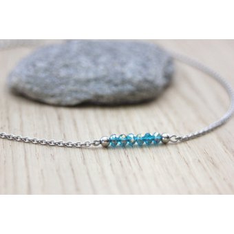 Collier en acier & perles facettées bleu turquoise