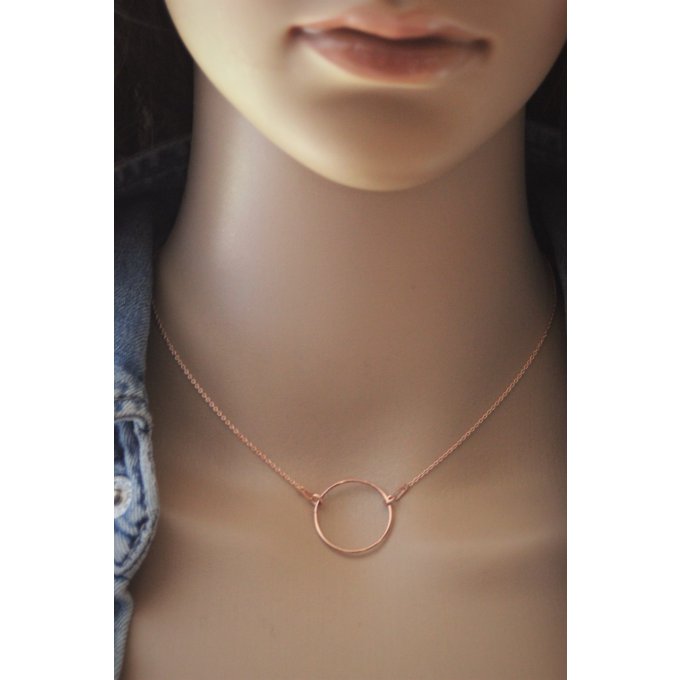 Collier or rose pendentif anneau