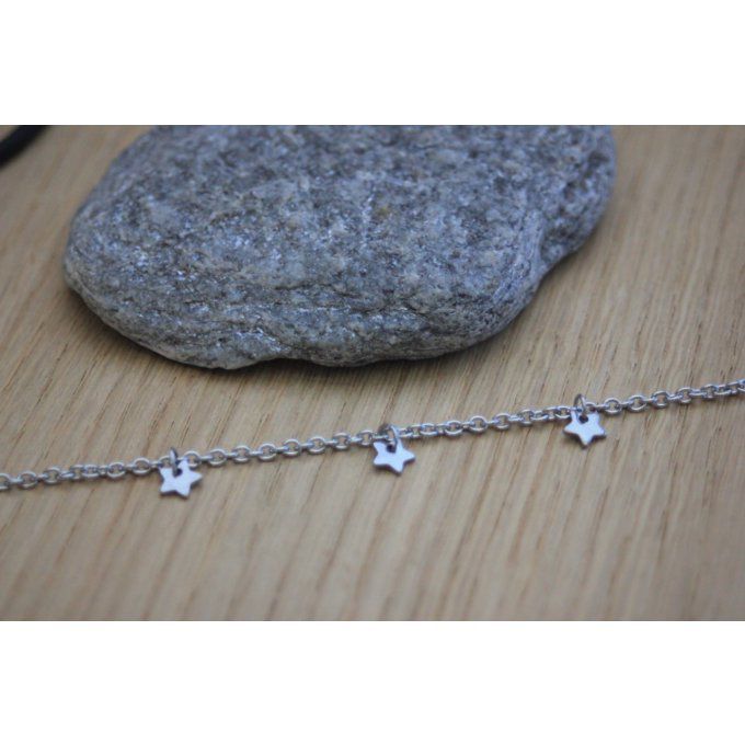 Bracelet Chaine de cheville 3 petites étoiles en acier inoxydable