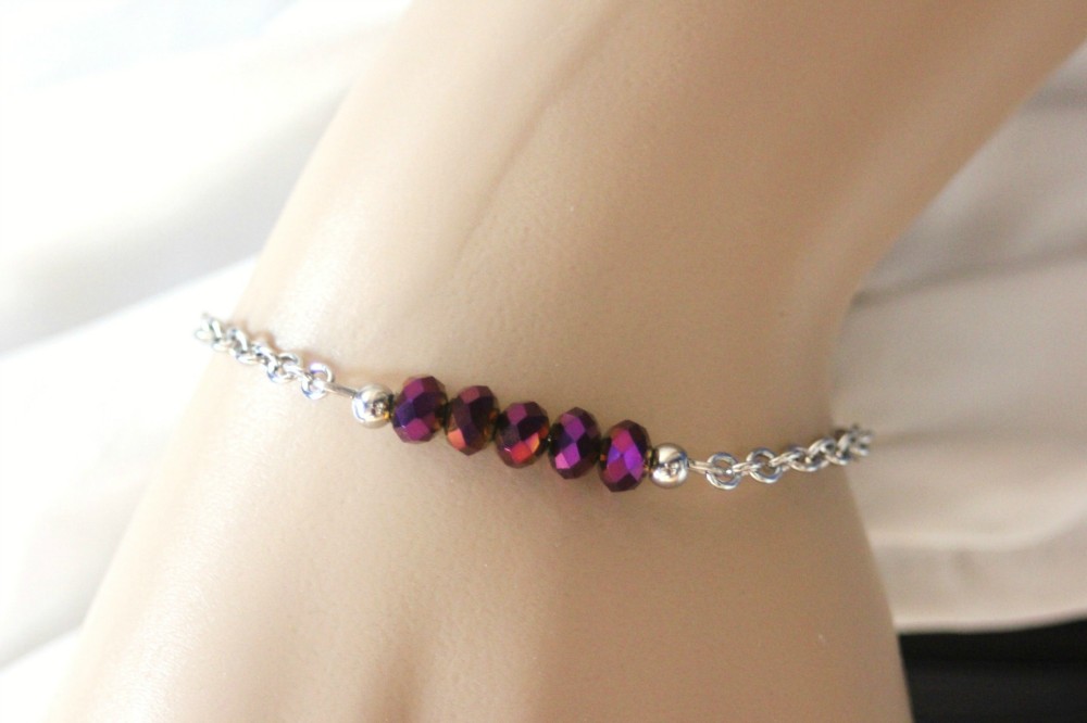 Bracelet Saphir Multicolore (perles Facettées 3mm) - La Boite à Cailloux