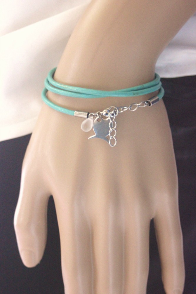 Bracelet Breloques œuf Turquoise - Longueur 19-20 Cm - Occasion