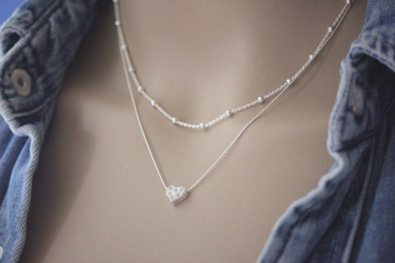 Achat Collier Pandora Avec Pendentif Halo Coeur Scintillant en argent, taille 45 cm