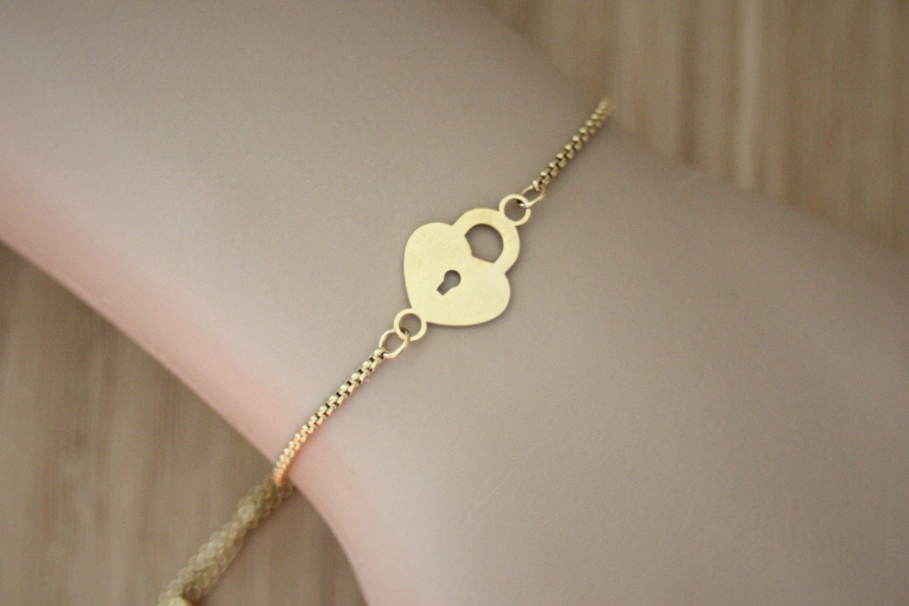 Collier Acier Inoxydable – Cadenas Petit Cœur Doré Rosé Avec Clé (neuf)