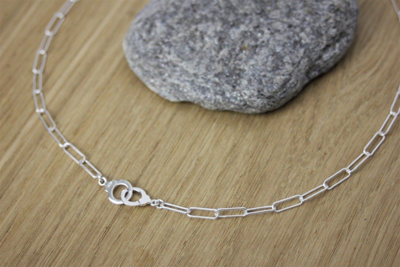 Collier Berbère Vintage En Argent Massif - Pendentif 11x4,5cm Et Chaîne 42cm