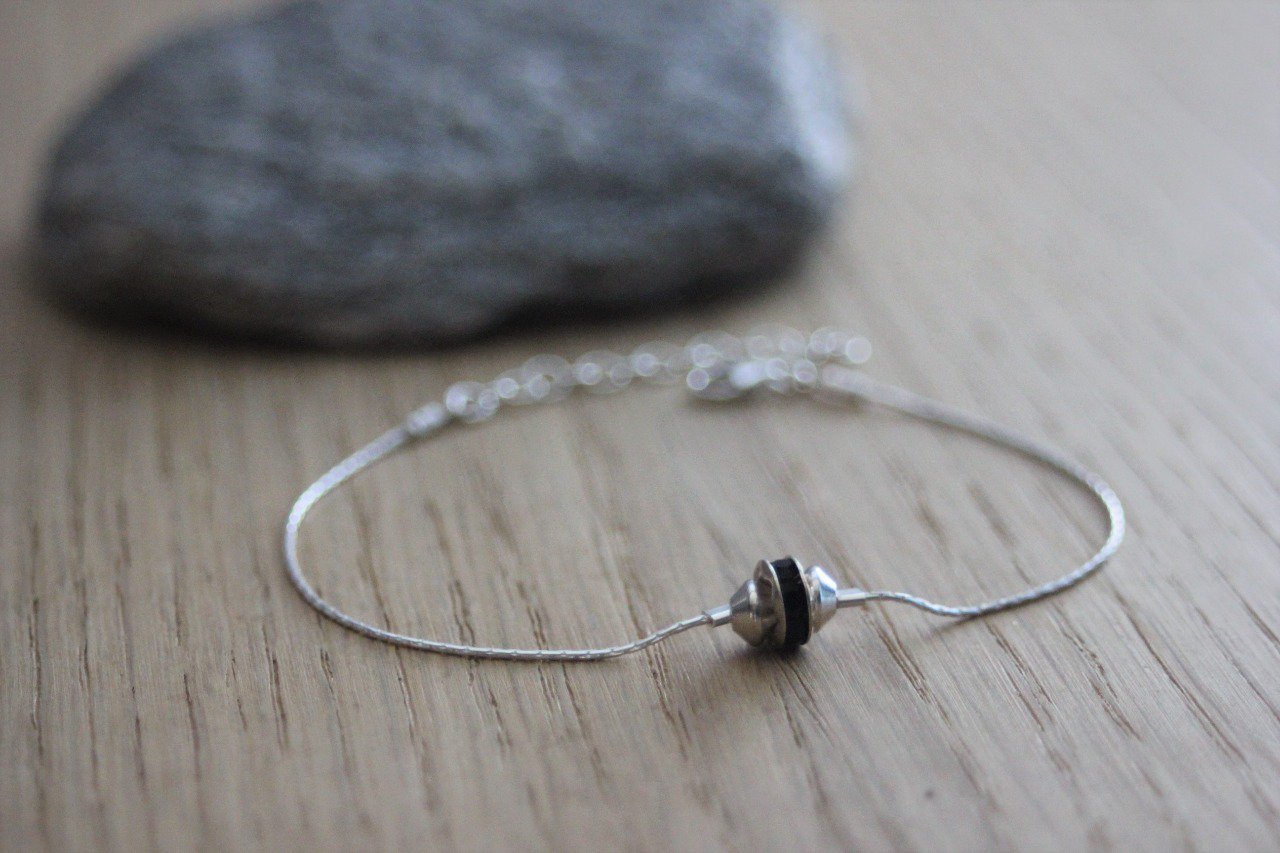Bracelet En Argent Massif Avec Strass - Occasion - Bijou Argenté Avec Brillants
