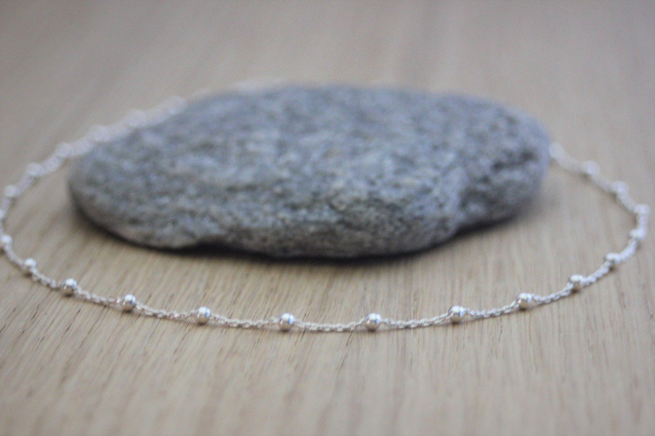 Collier Ras Du Cou En Argent Massif - Mailles Navettes - Occasion