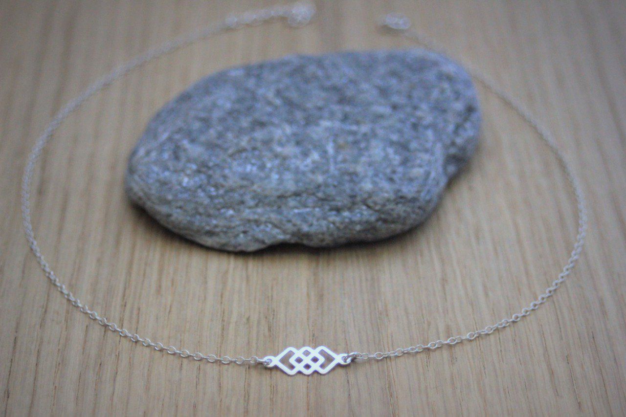 Collier Vintage Or Avec 3 Carrés Cristal Facetté - État Impeccable - Occasion
