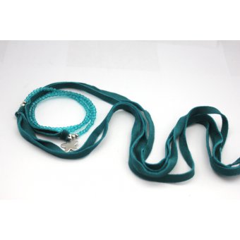 Bracelet NEXUS lacet daim et perles turquoise