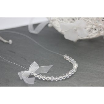 collier noeud organza blanc