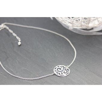 Collier argent massif avec médaille découpe laser