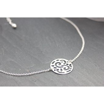 Collier argent massif avec médaille découpe laser