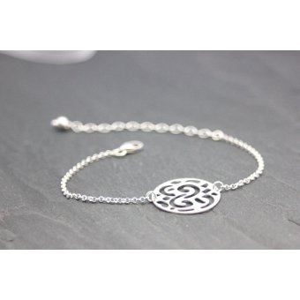 Bracelet argent massif avec médaille découpe laser