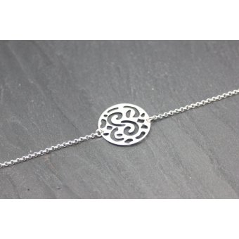 Bracelet argent massif avec médaille découpe laser