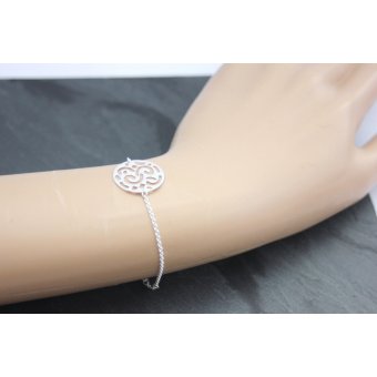 Bracelet argent massif avec médaille découpe laser