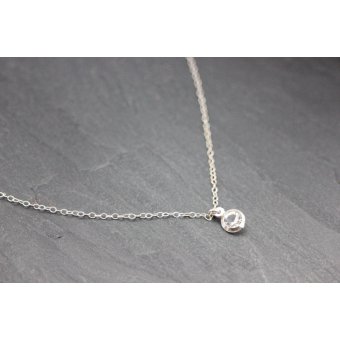 Collier argent massif pendentif cristal