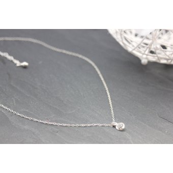 Collier argent massif pendentif cristal