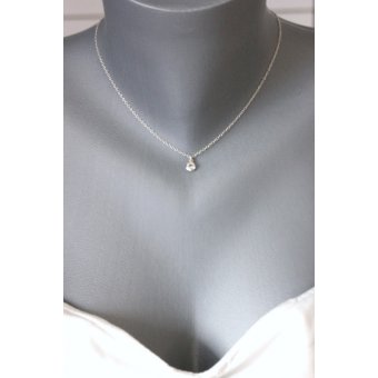 Collier argent massif pendentif cristal