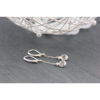 Boucles d'oreilles pendantes argent et cristal 