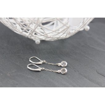 Boucles d'oreilles pendantes argent et cristal 