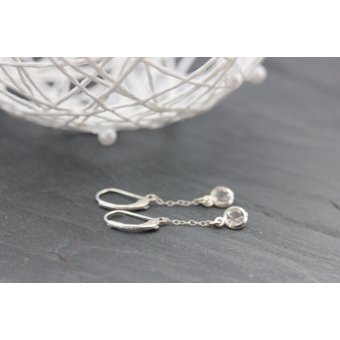 Boucles d'oreilles pendantes argent et cristal 