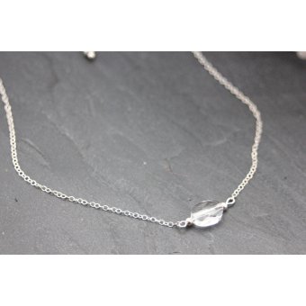 Collier argent et ovale en cristal Swarovski