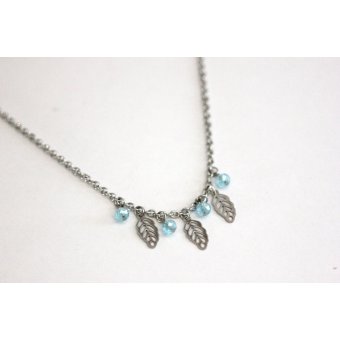 Collier style ethnique en acier et perles bleu