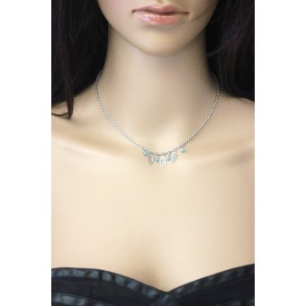 Collier style ethnique en acier et perles bleu
