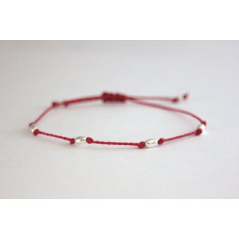 Braclet cordon perles argent couleur au choix