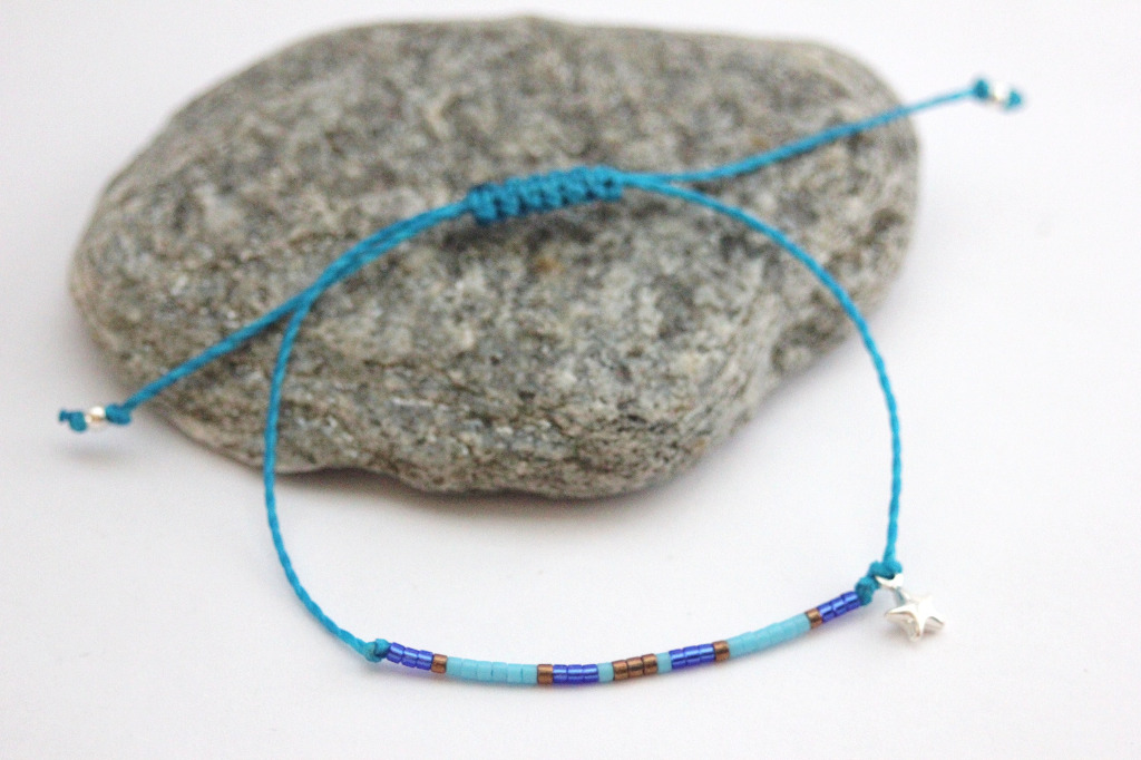 Bracelet perles Miyuki turquoise, bleu roi, bronze