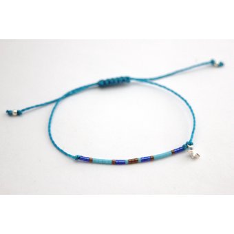 Bracelet perles Miyuki turquoise, bleu roi, bronze