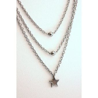 Collier multi-rangs acier perles et étoile