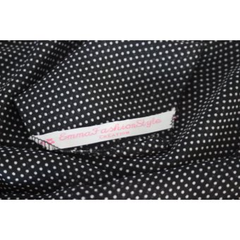 Foulard en mousseline noire imprimée pois blanc 