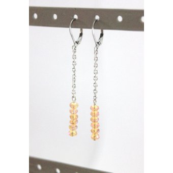 Boucles d'oreilles acier et perles jaune rosé