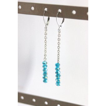 Boucles d'oreilles acier et perles bleu turquoise