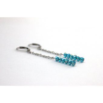 Boucles d'oreilles acier et perles bleu turquoise