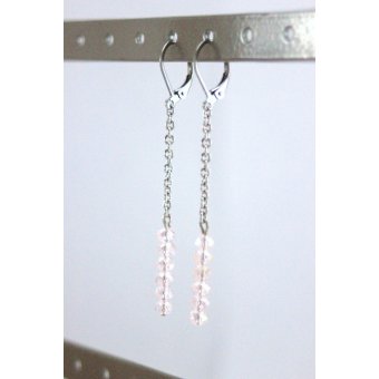 Boucles d'oreilles acier et perles rose pastel