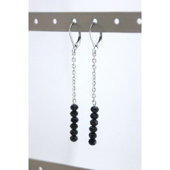 Boucles d'oreilles acier et perles noires