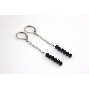 Boucles d'oreilles acier et perles noires