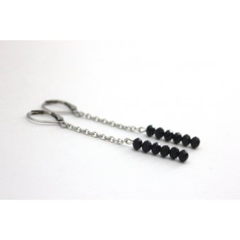 Boucles d'oreilles acier et perles noires