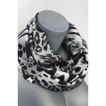 Foulard snood imprimé léopard noir et gris