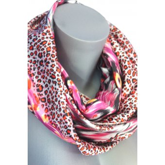 Snood 2 tours noir et rose by EmmaFashionStyle